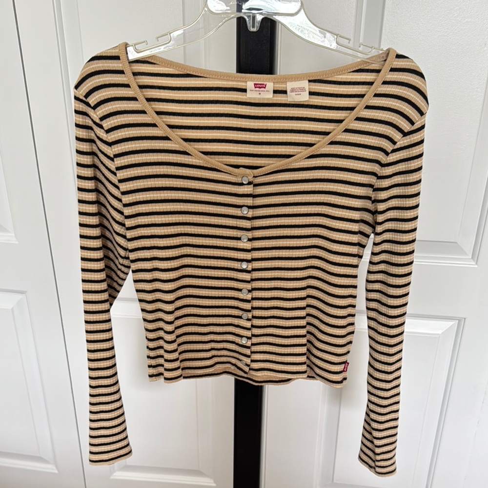 Levi's Women's Striped Tan and Black crop top